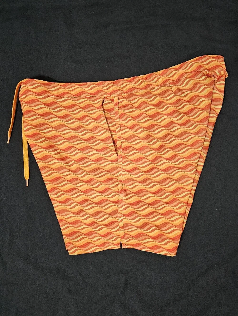 Fair Harbor Orange Retro Wave Print Swim Trunks Shorts Size 33 Sustainable Beach
